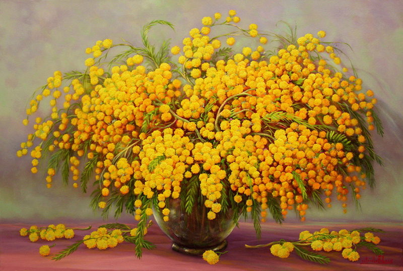 Vaso con mimose